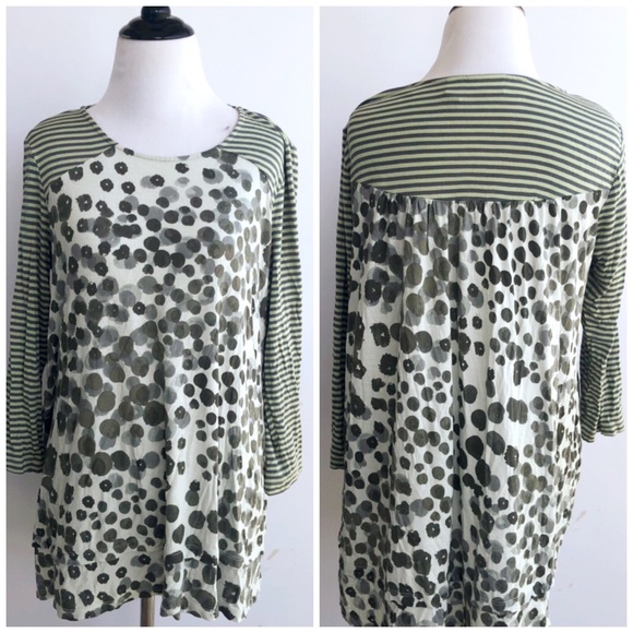 LOGO by Lori Goldstein Tops - LOGO Lori Goldstein Green Striped Blouse